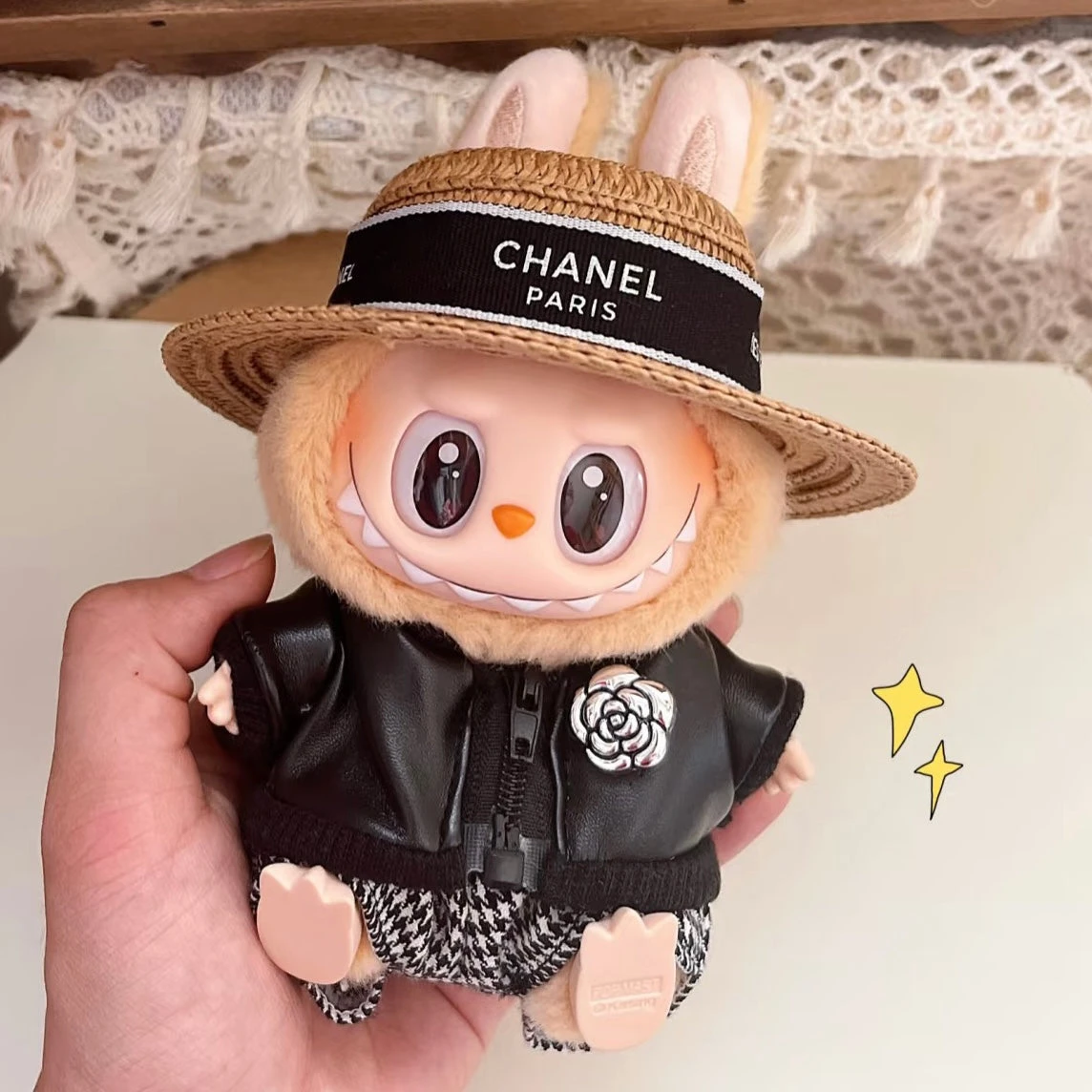 Fashion Dress - Chanel Black Jacket + Straw Hat + Pants - Image 2