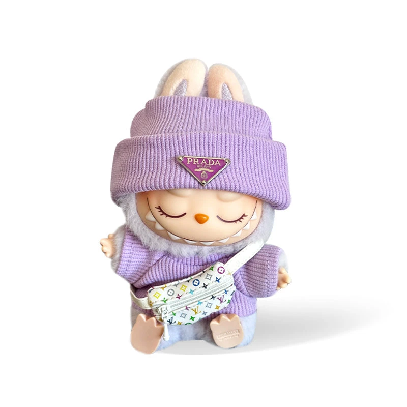 Fashion Dress - Prada Style Purple Top + Hat + LV Style Bag